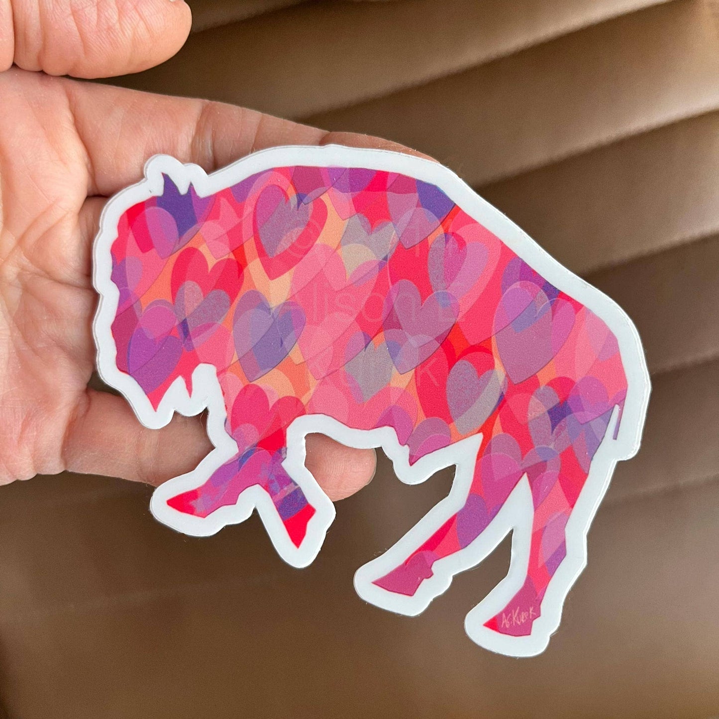 Heart Buffalo Bison Die Cut Waterproof Vinyl Sticker