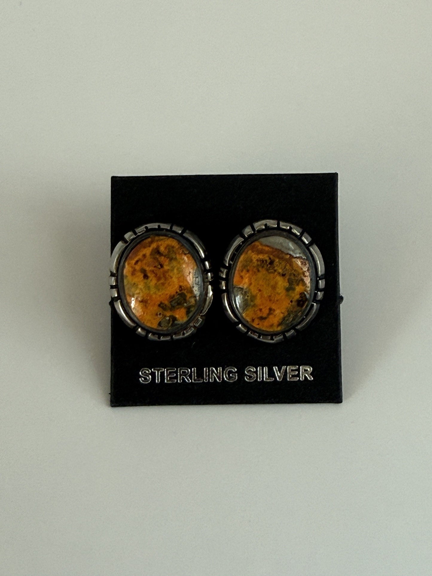Bumblebee Jasper & Sterling Silver Stud Earrings