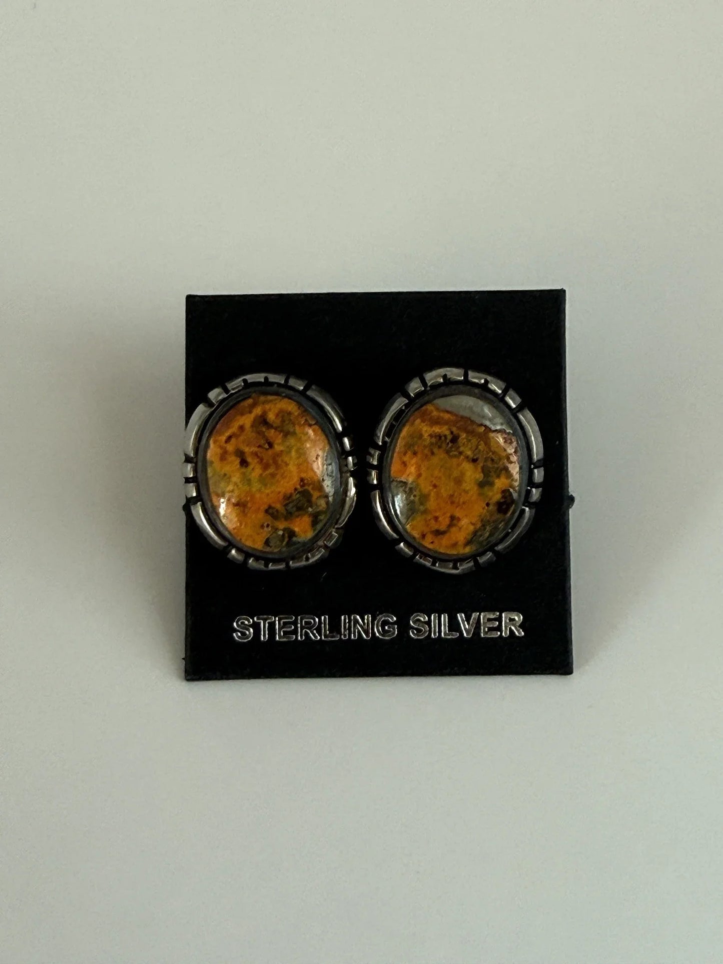 Bumblebee Jasper & Sterling Silver Stud Earrings
