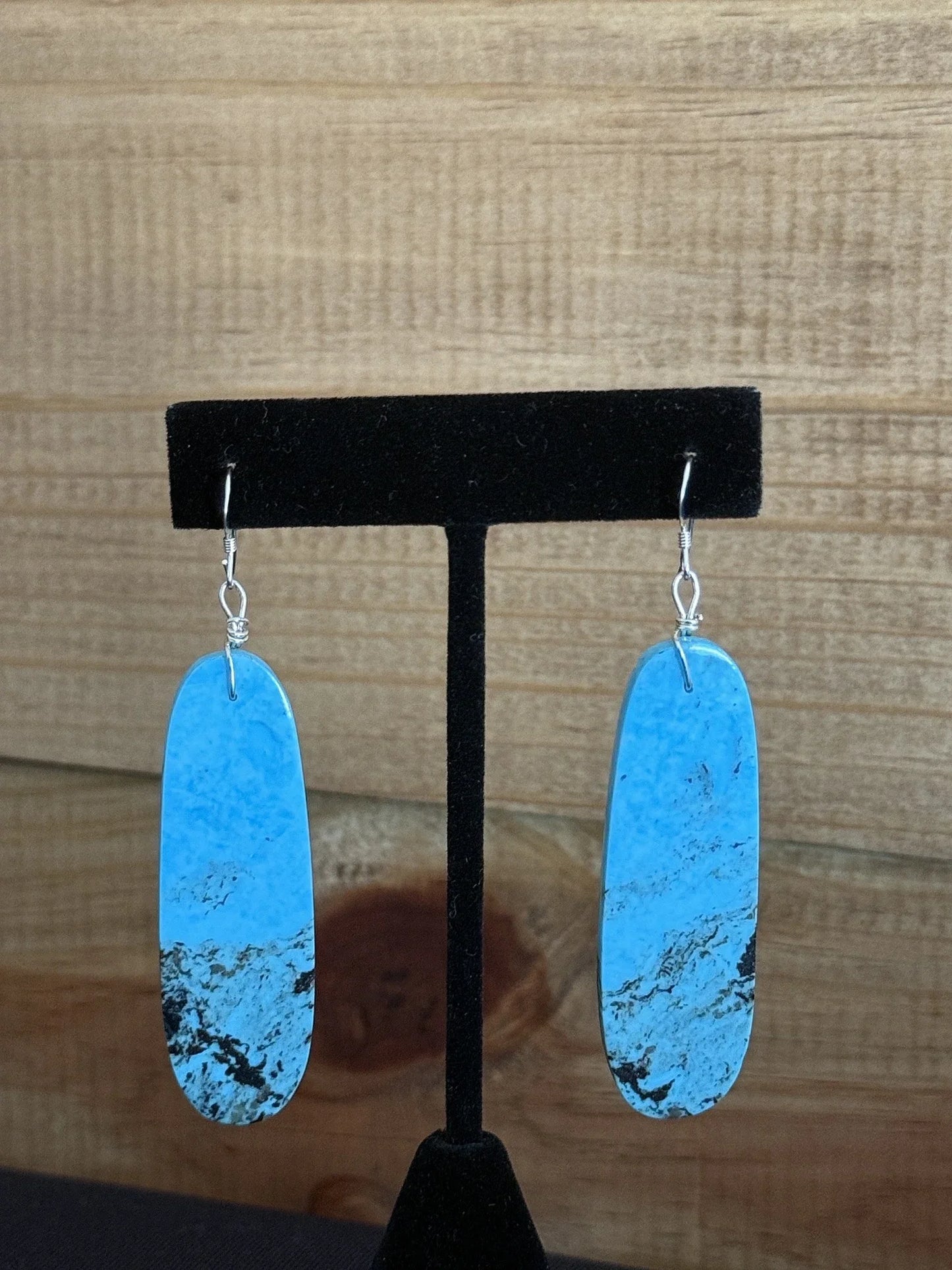 Turquoise and Sterling Silver Slab Dangle Earrings