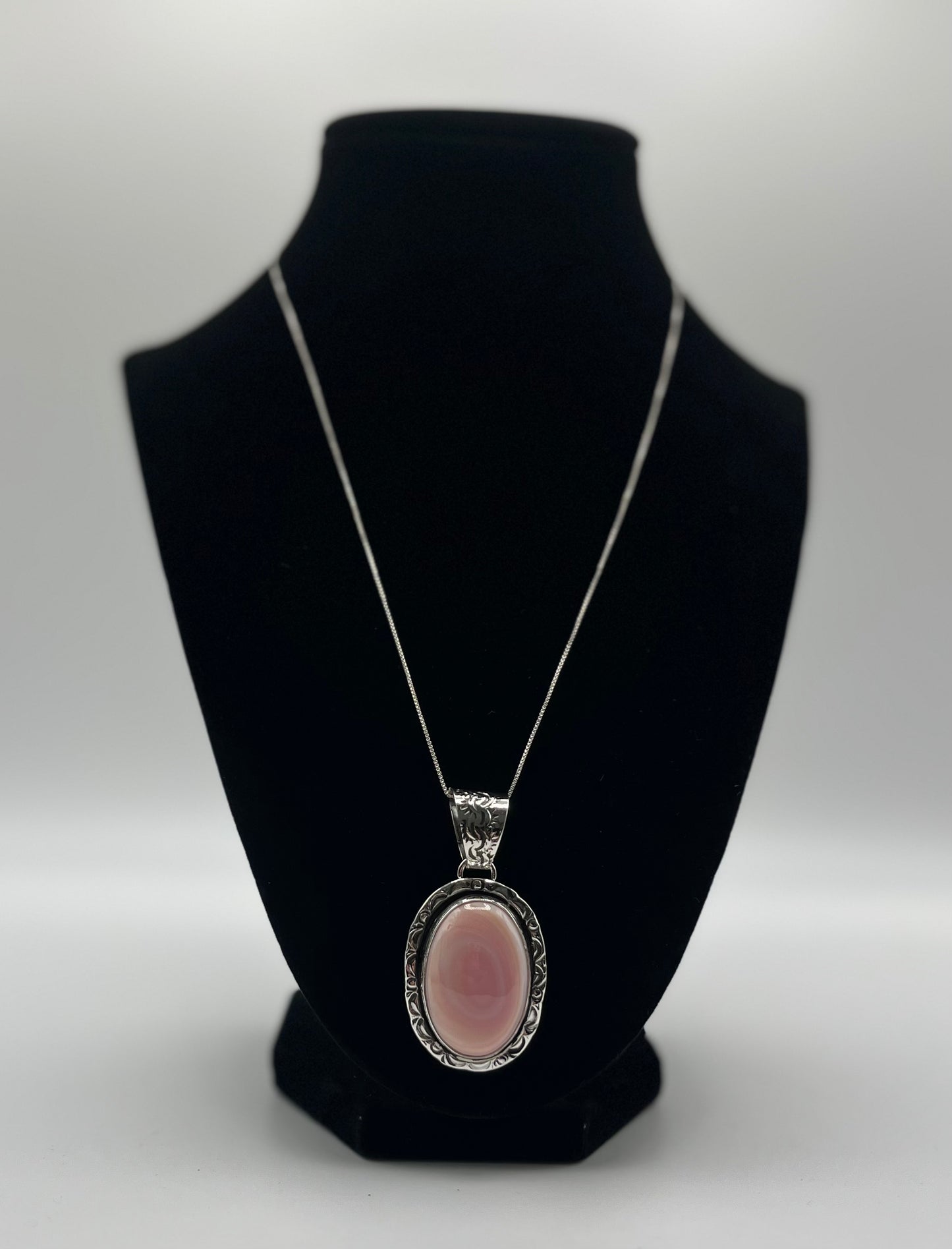 Pink Conch and Sterling Silver Pendant with chain