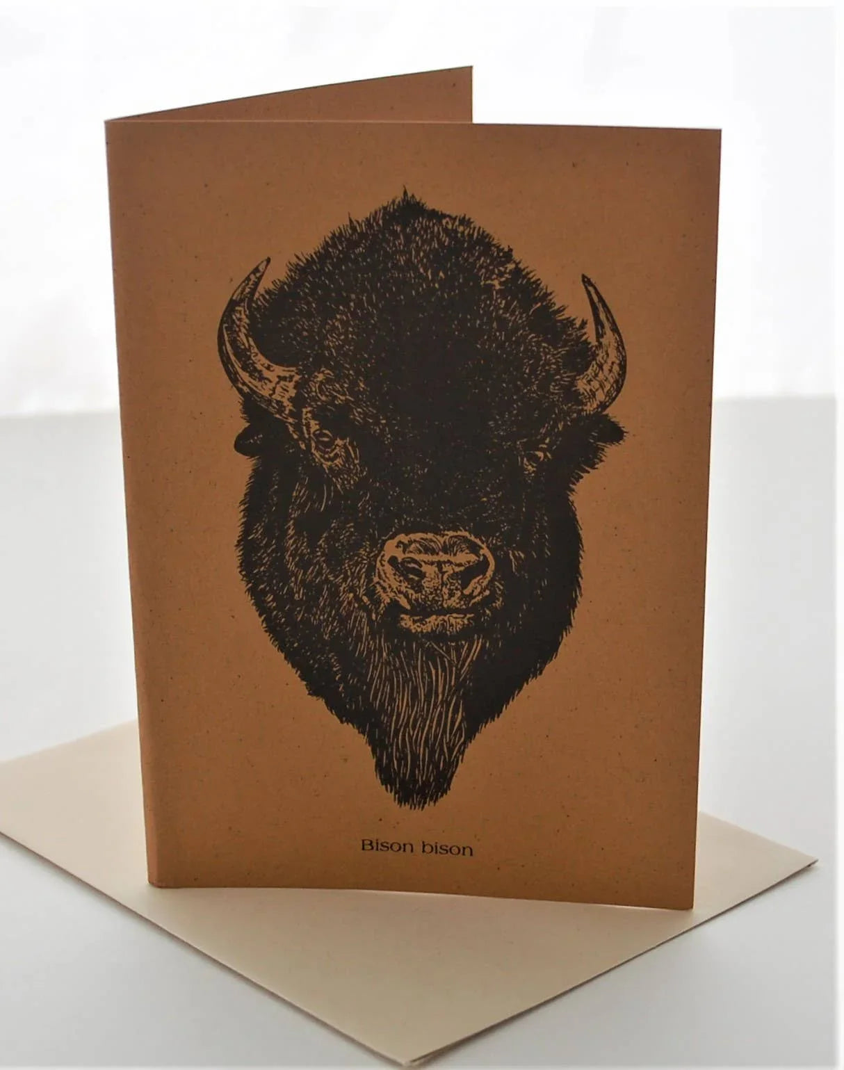 Bison art greeting card with rustic print, perfect for Native art lovers and craft supplies
