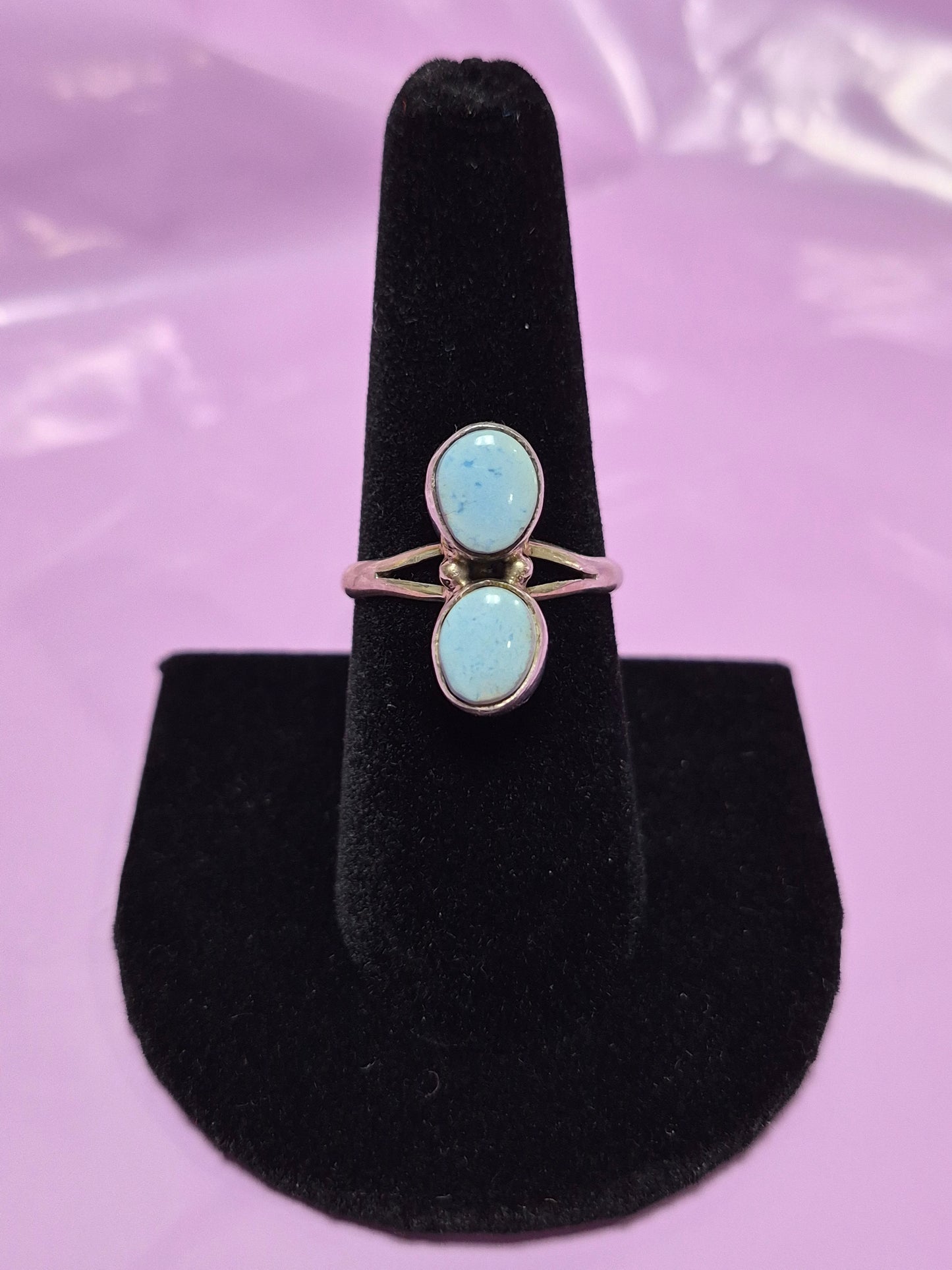 Double Stone Golden Hills Turquoise & Sterling Silver ring