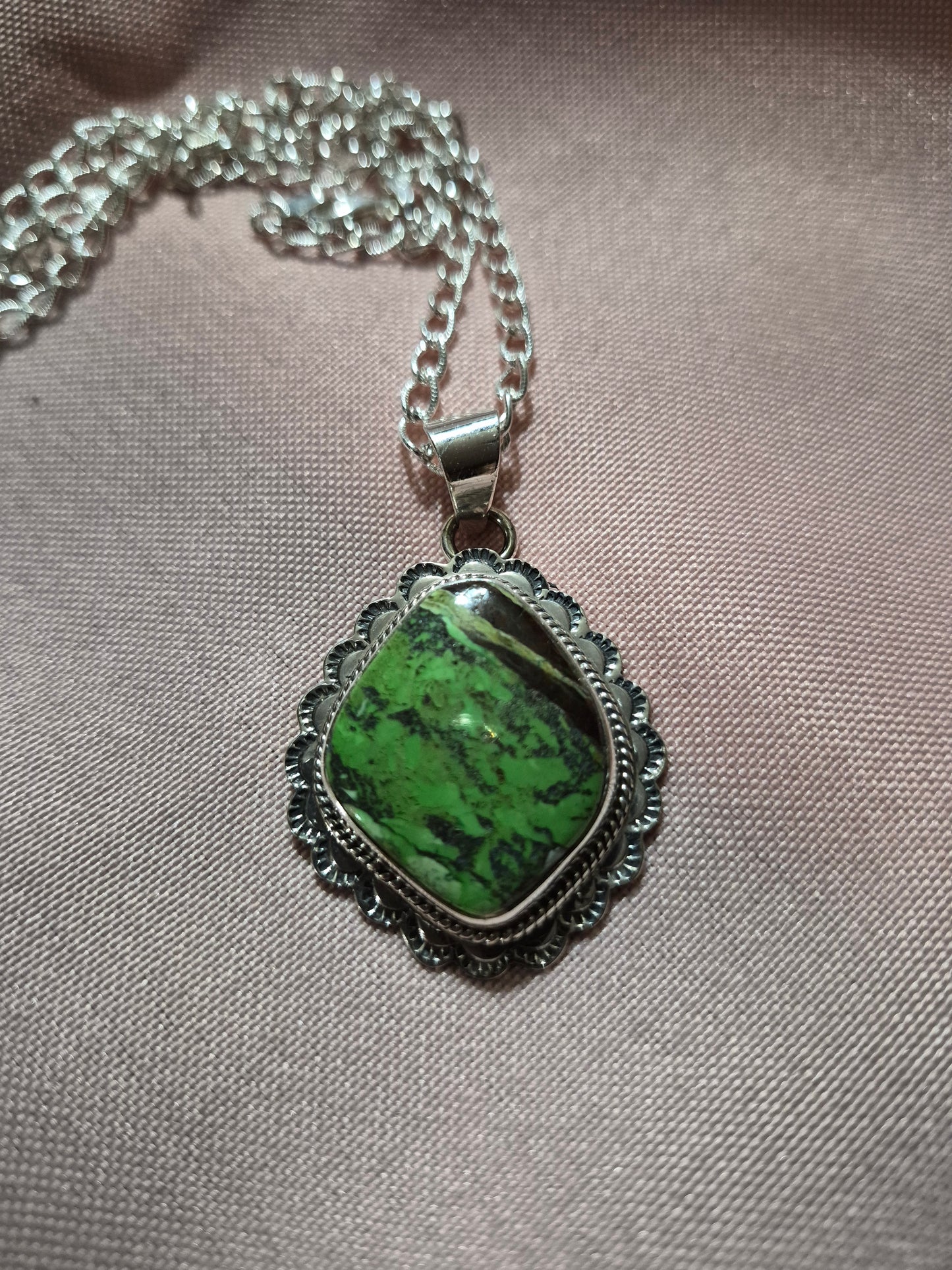Gaspeite & Sterling Silver Pendant