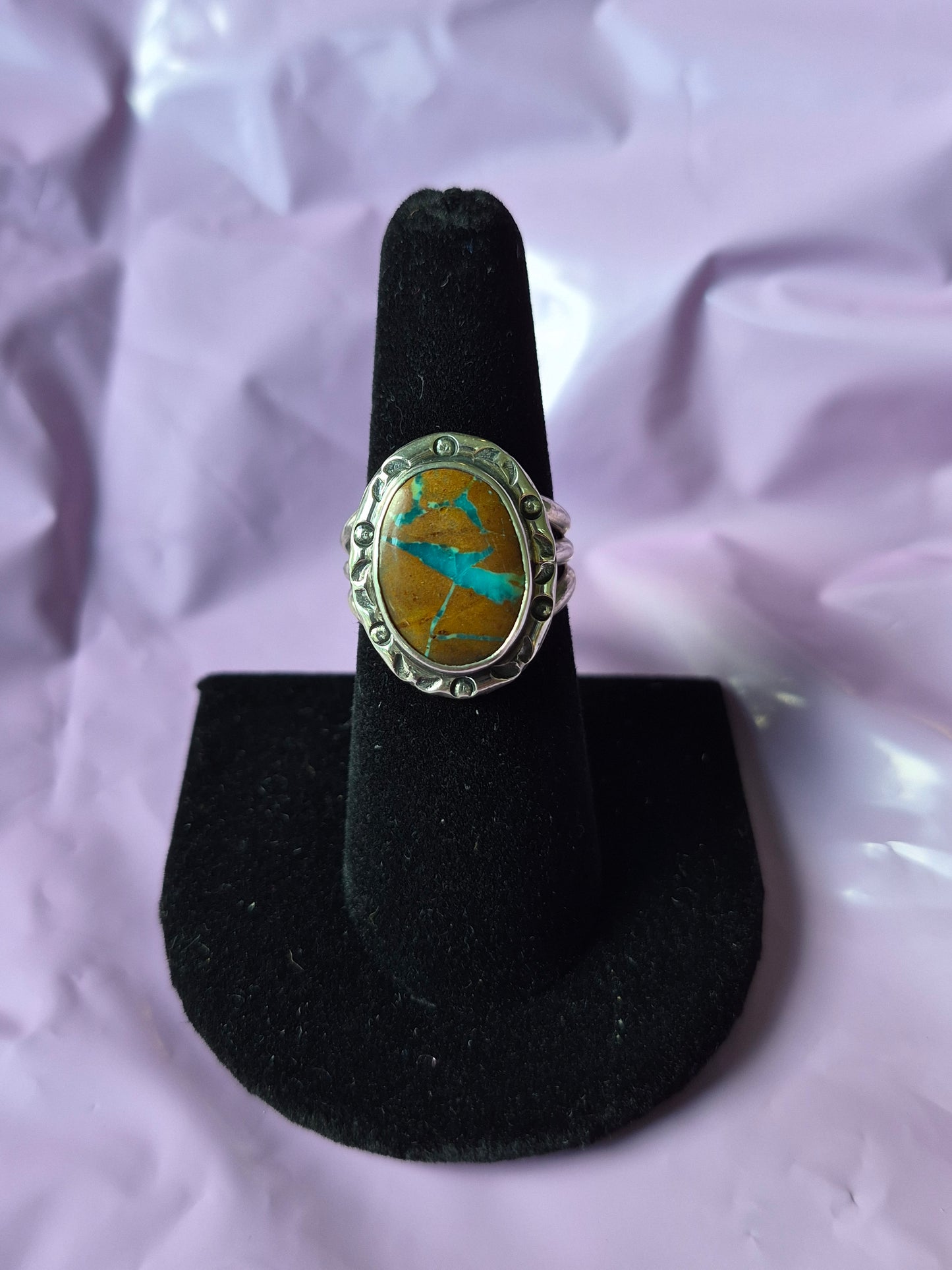 Boulder Turquoise & Sterling Silver Ring 7 1/2