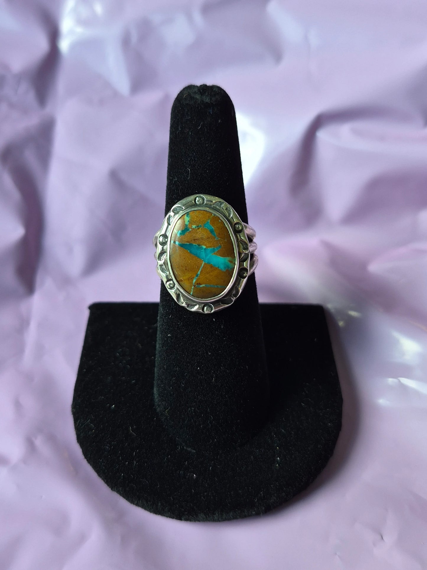 Boulder Turquoise & Sterling Silver Ring 7 1/2