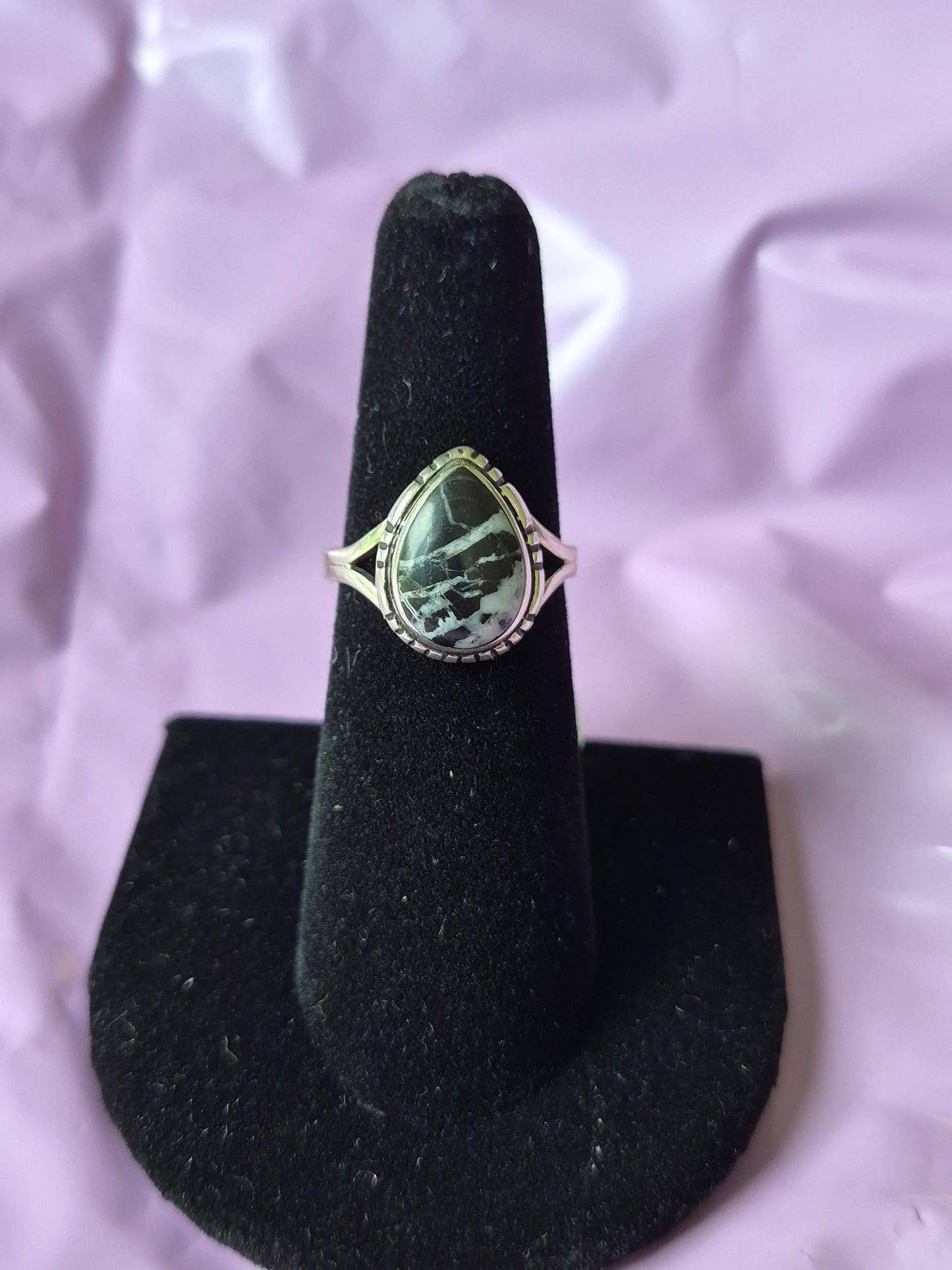 White Buffalo Turquoise & Sterling Silver Ring 6 3/4