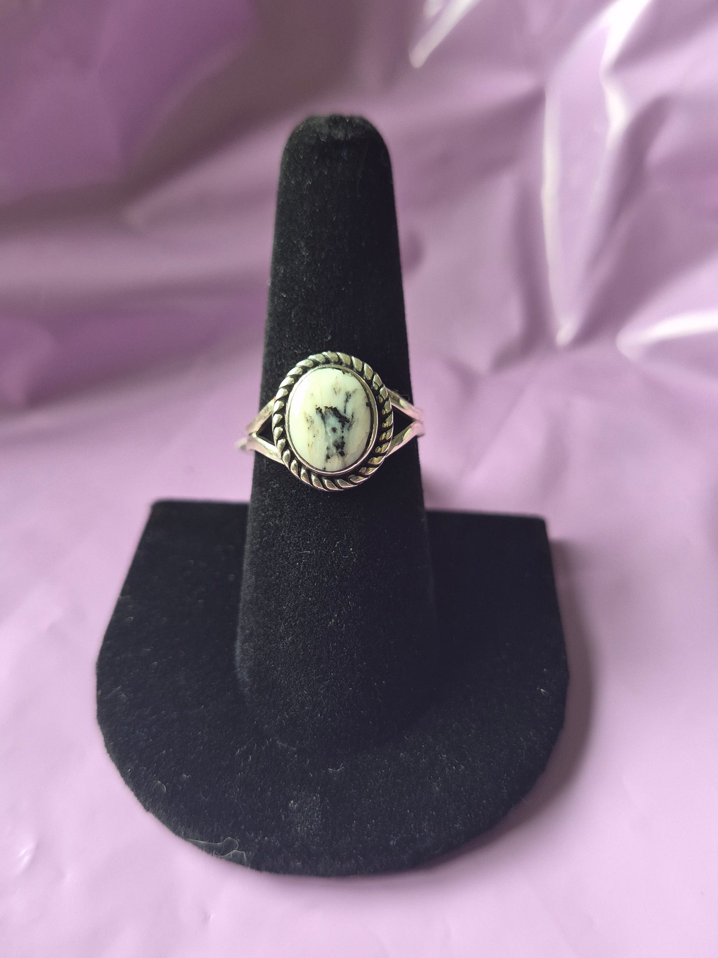 White Buffalo Turquoise Ring 8