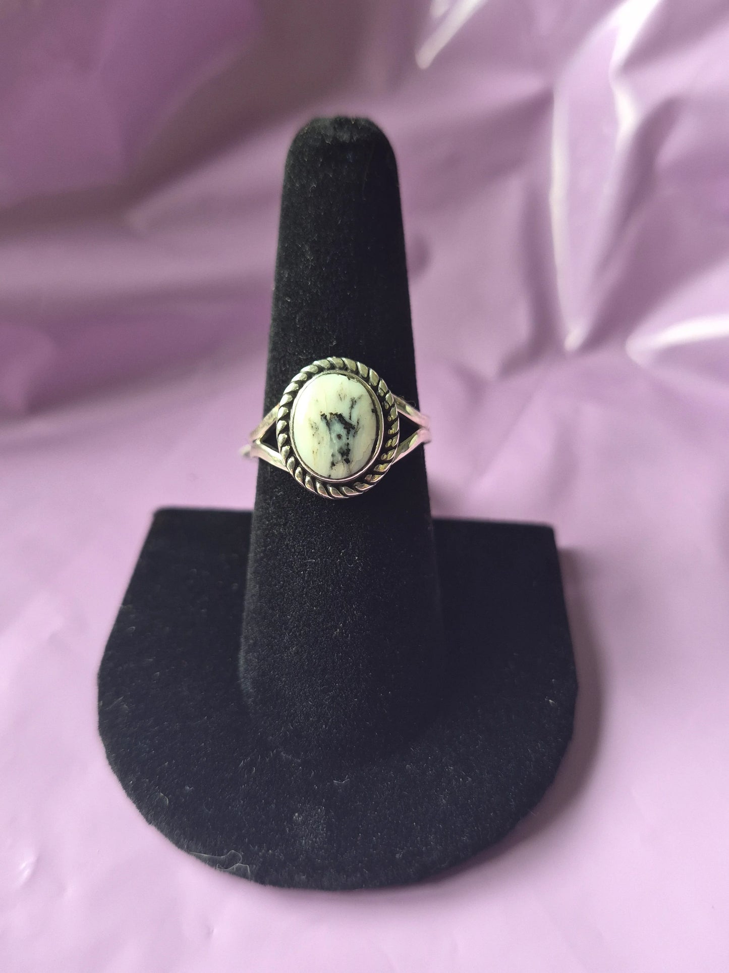 White Buffalo Turquoise Ring 8