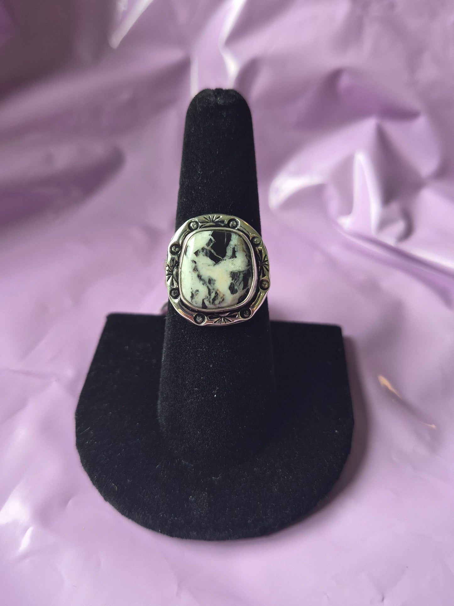 White Buffalo Turquoise Ring 8