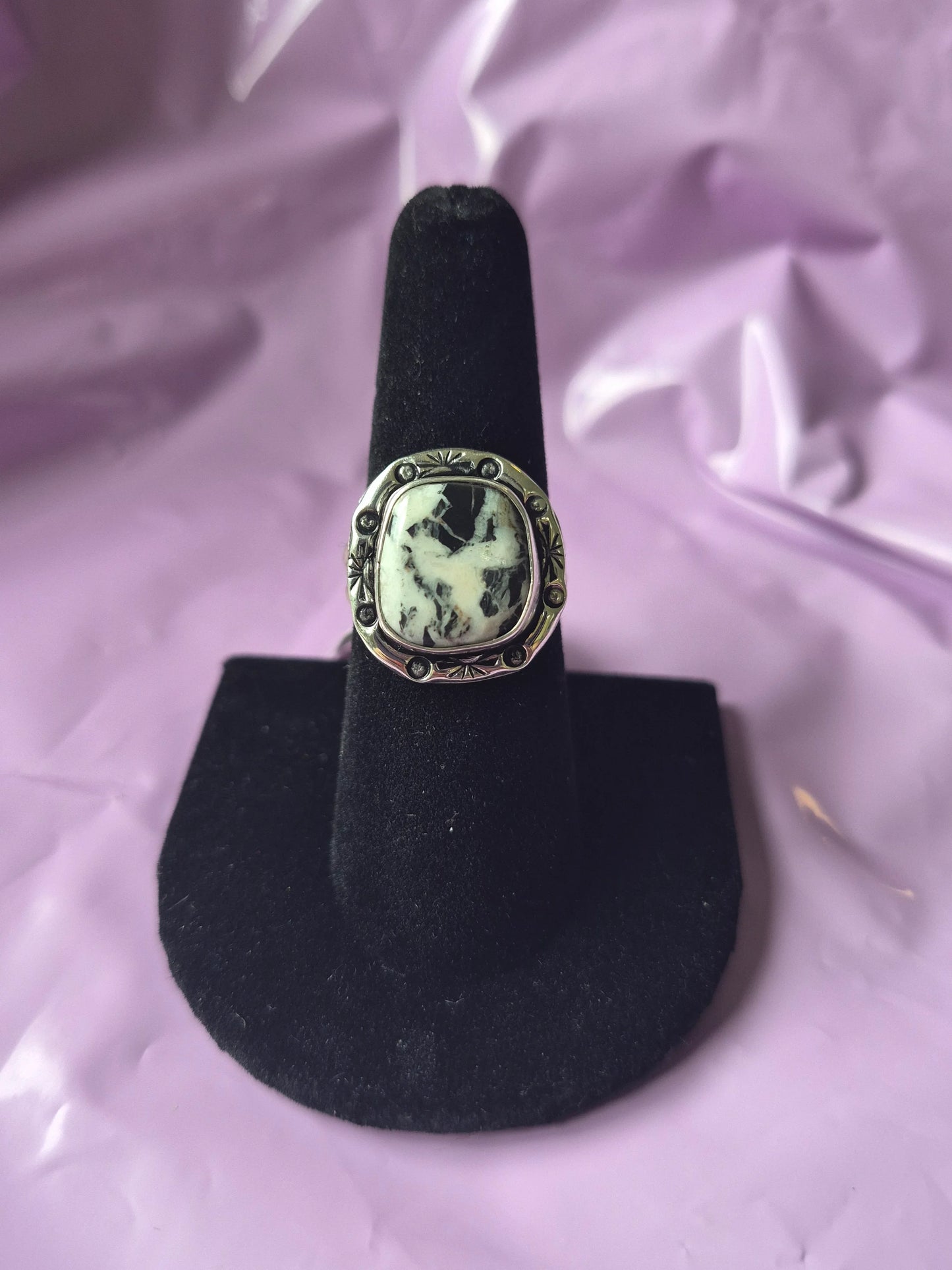 White Buffalo Turquoise Ring 8