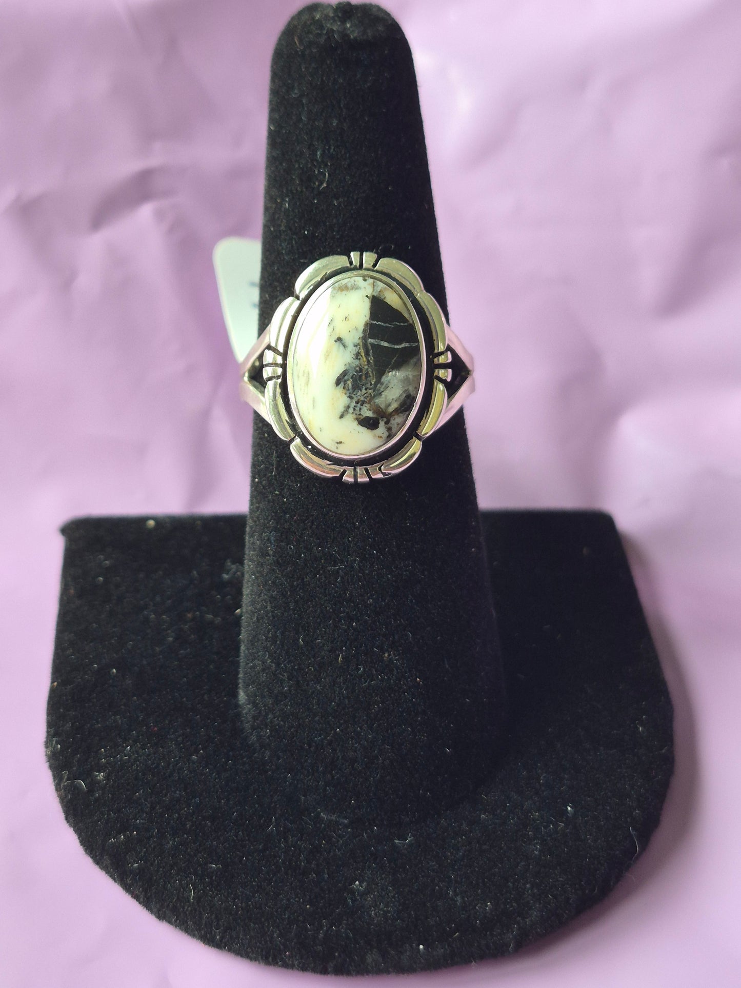 White Buffalo Turquoise Ring 7 1/4