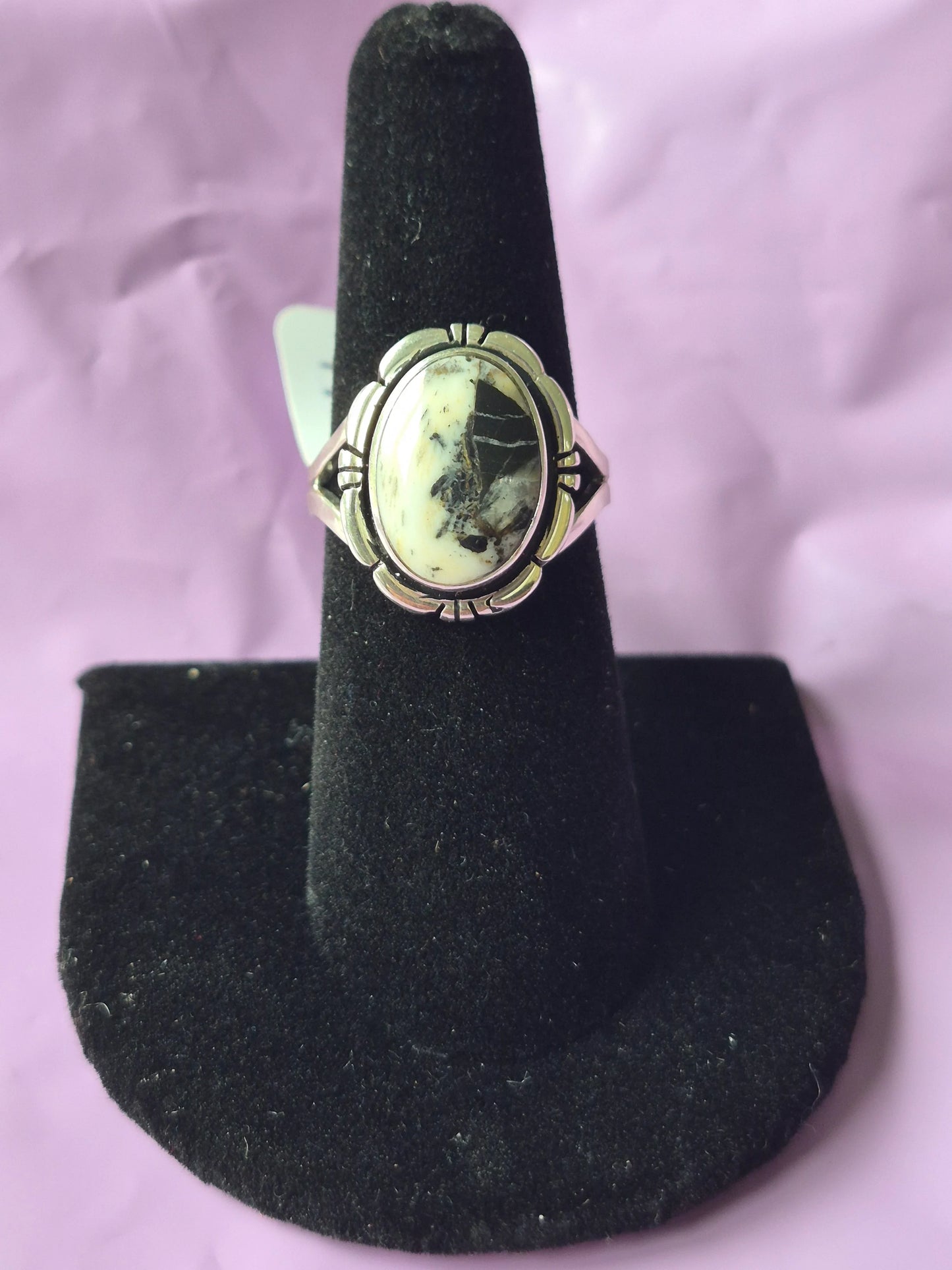 White Buffalo Turquoise Ring 7 1/4