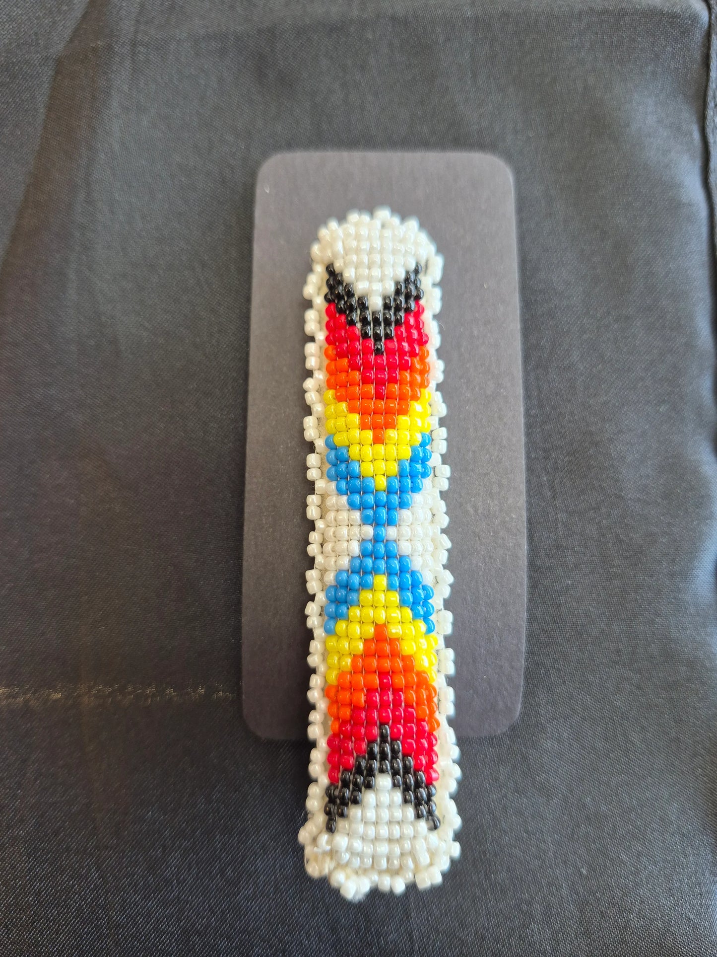 Beaded Barrette - Multicolor/white