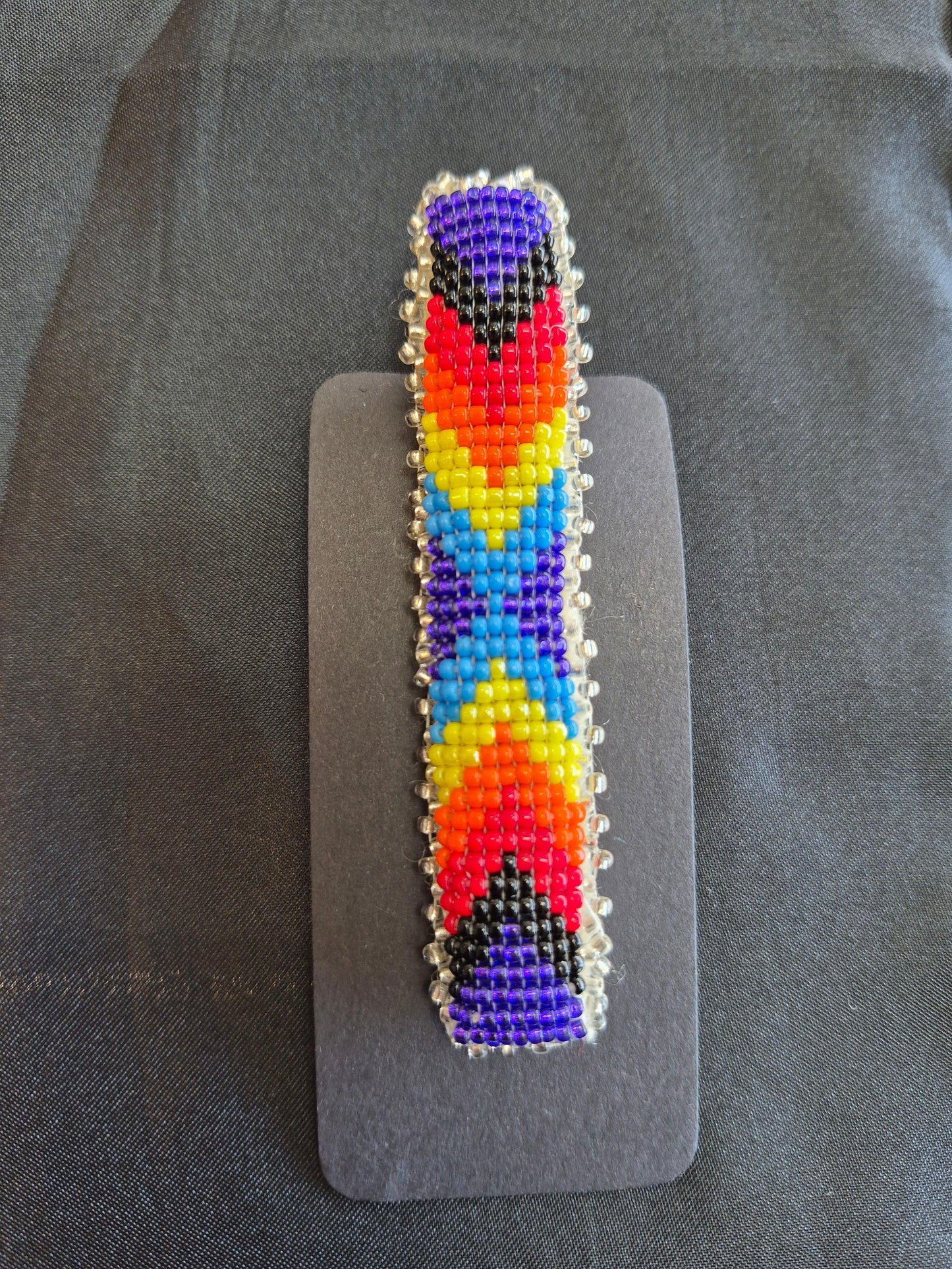 Beaded Barrette - Multicolor/silver