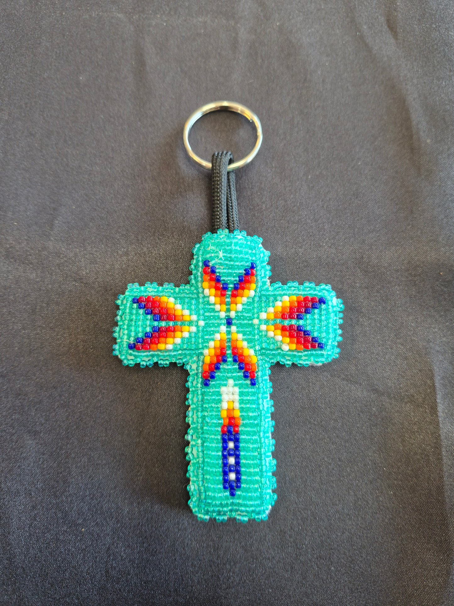 Beaded Cross Keychain