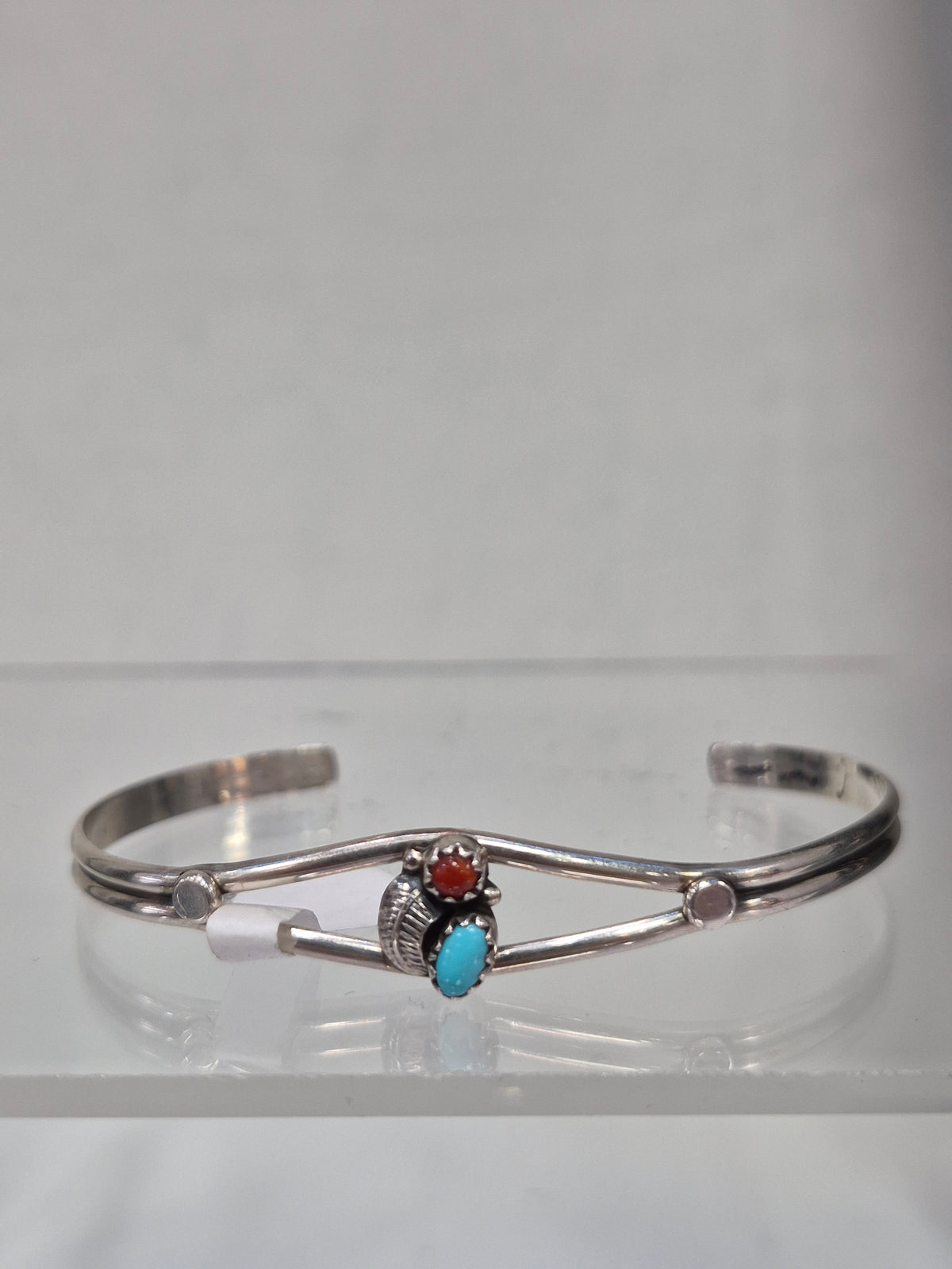 Coral, Turquoise & SS Bracelet