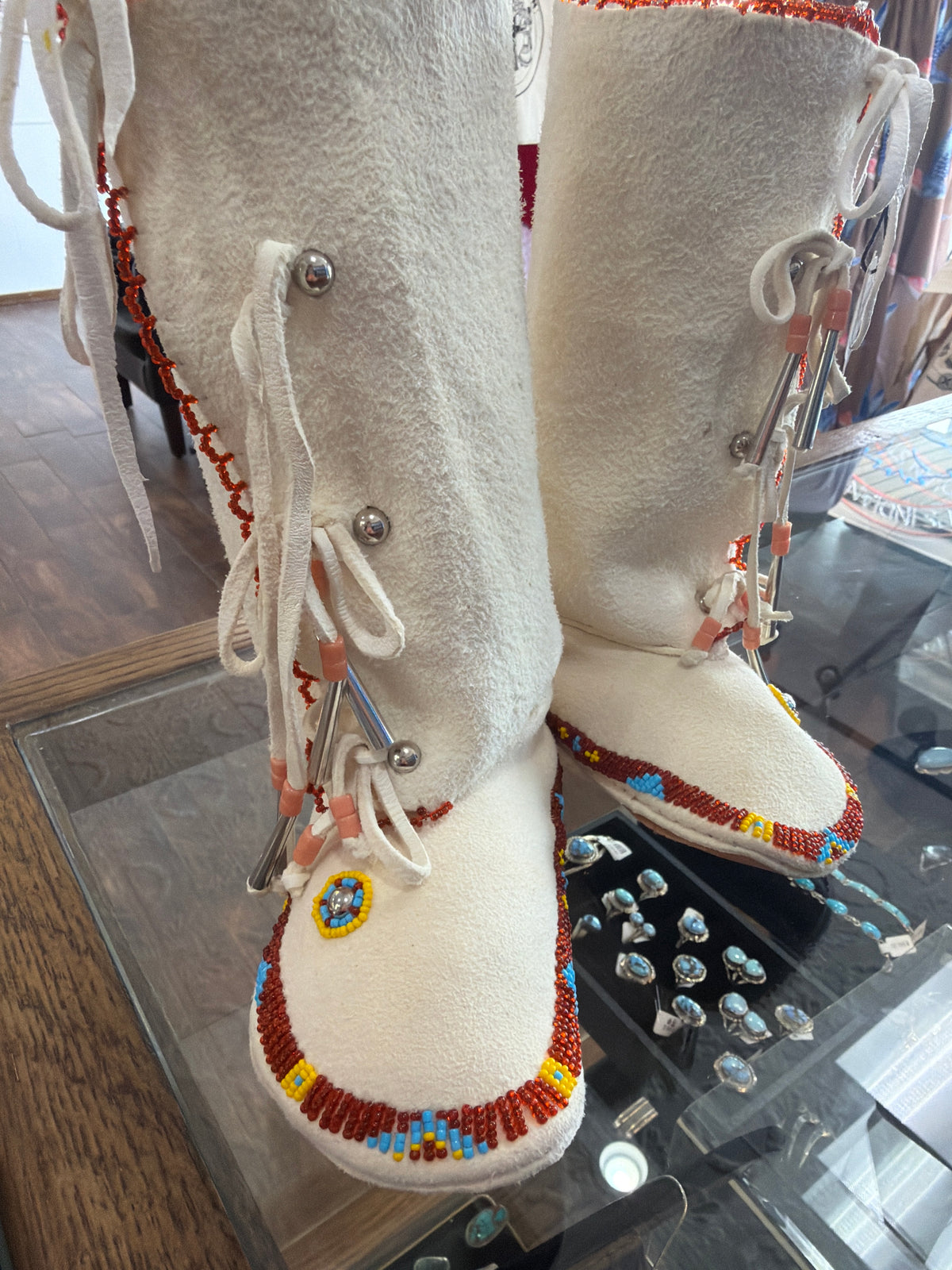 Beaded Kids Moccasins/Leggings Sz 7/8