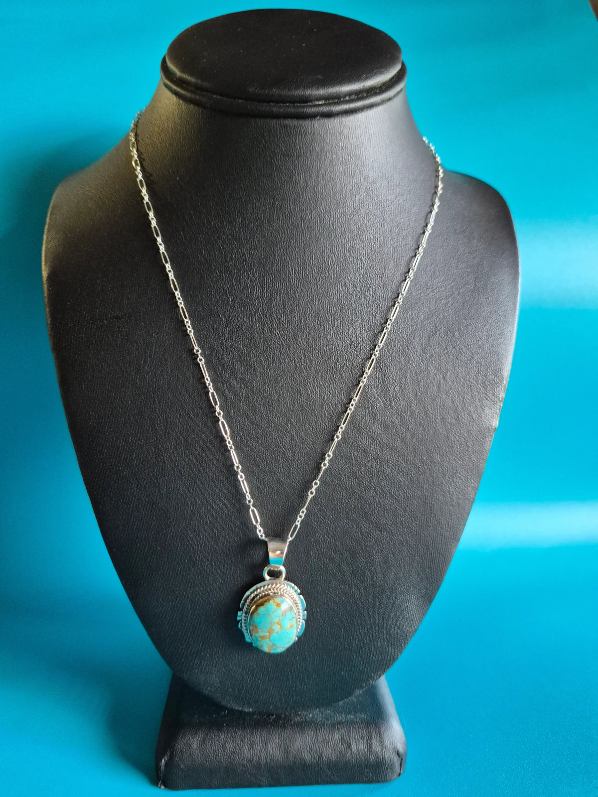 Sterling Silver & #8 Turquoise Necklace