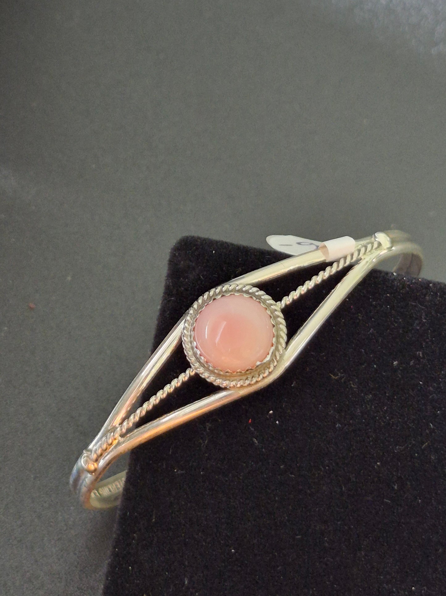 Pink Conch & Sterling Silver Bracelet