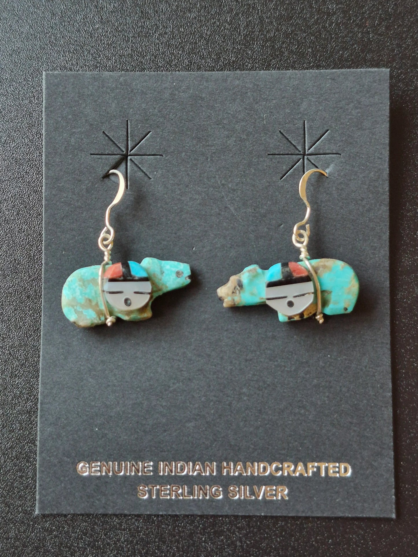 Turquoise Bear Fetish Earrings