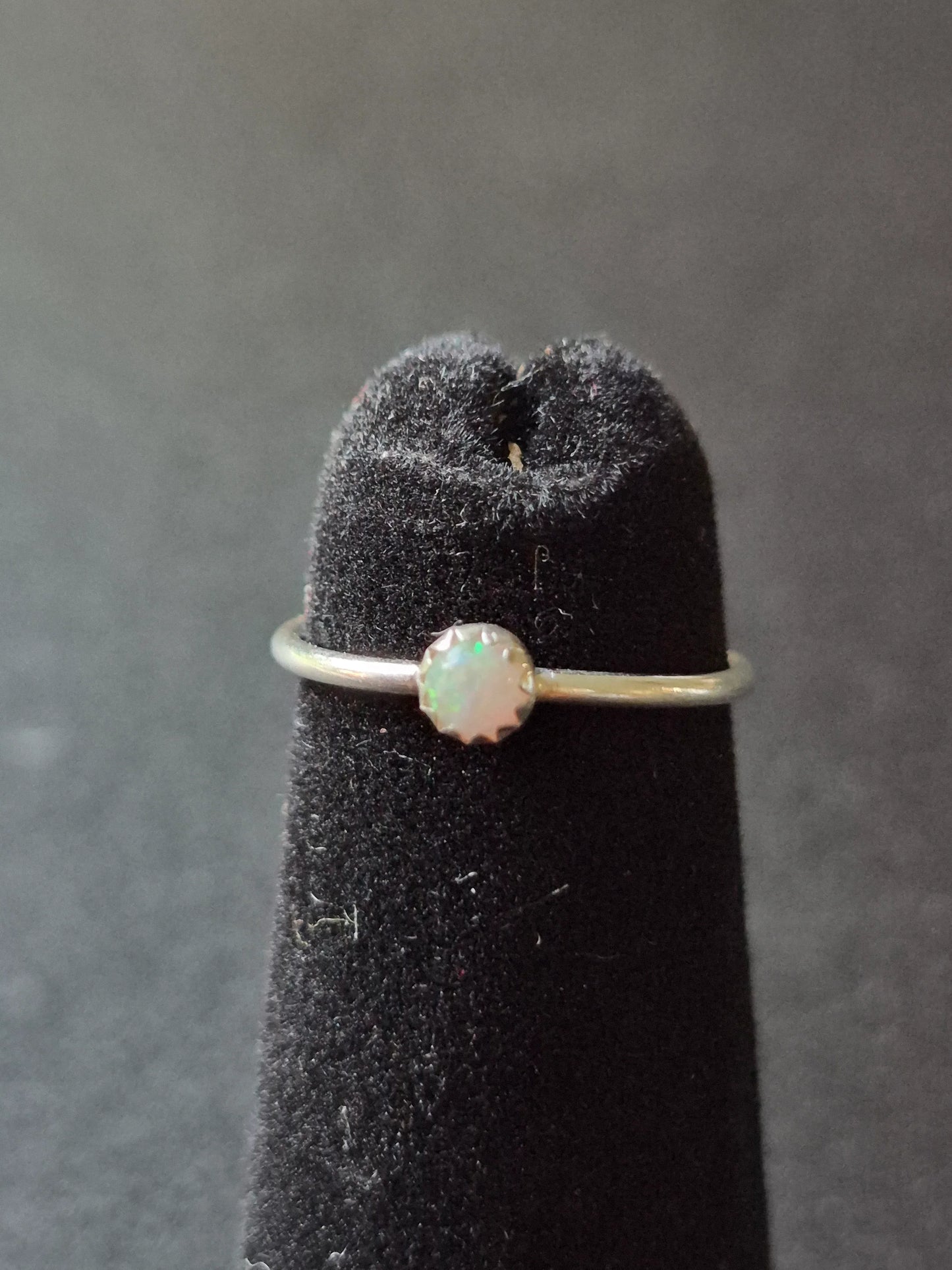 Lab Opal & Sterling Silver Baby Ring