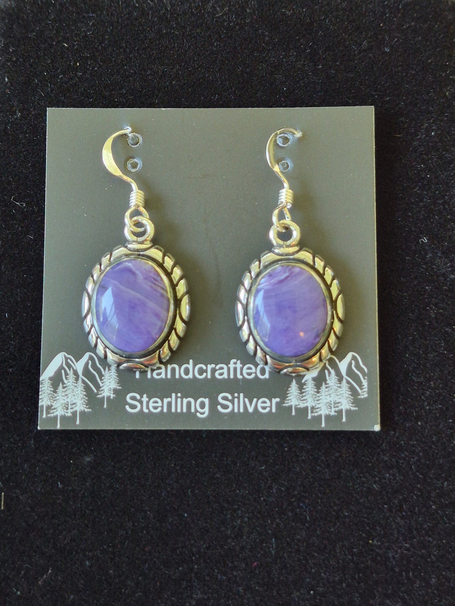 Charoite & Sterling Silver Earrings