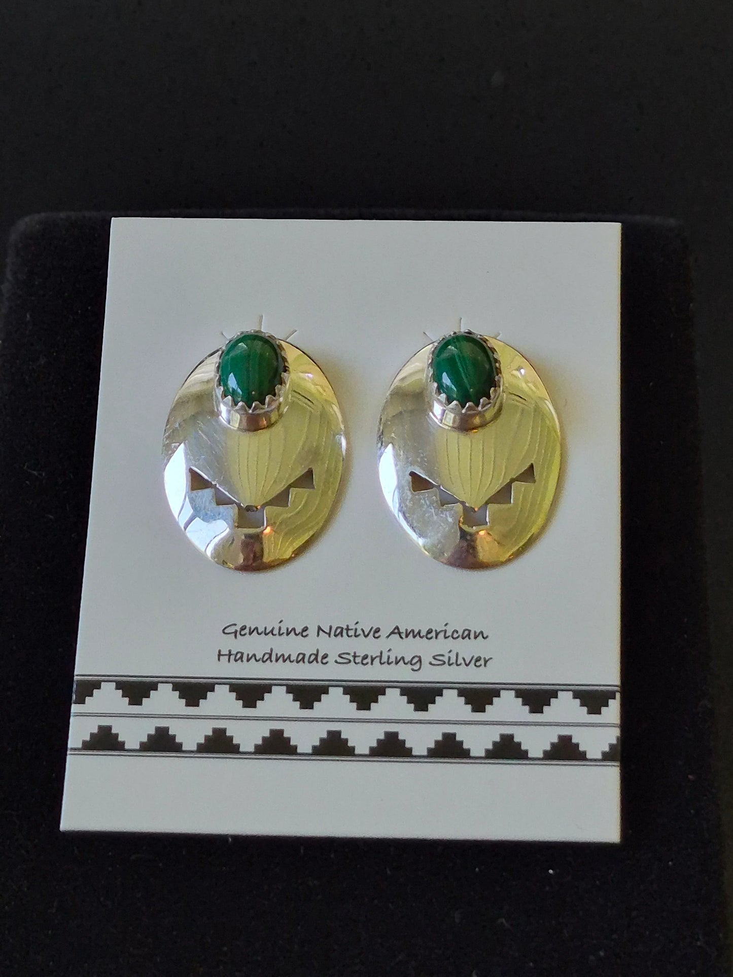 Sterling Silver & Malachite Post Earrings