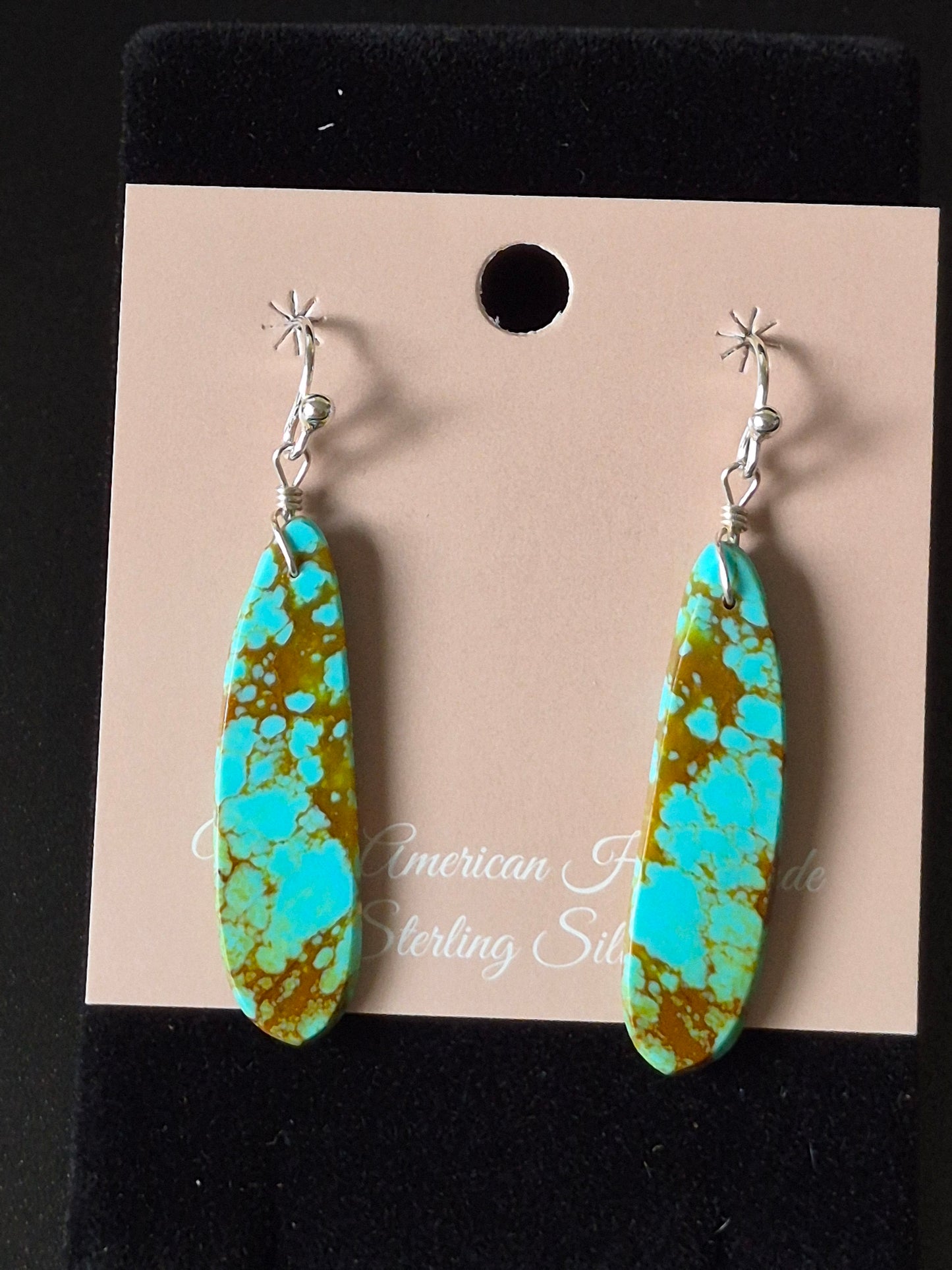 Narrow Turquoise Slab Earrings