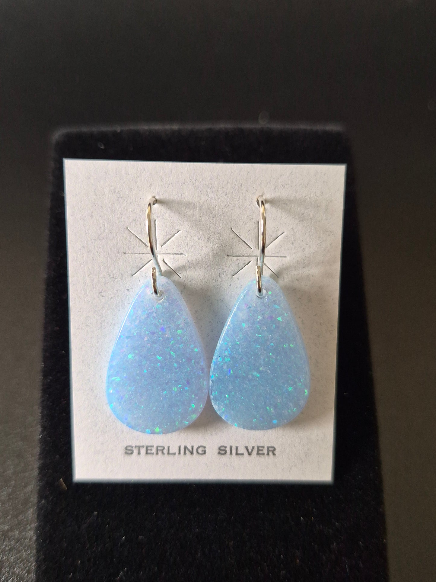 Lab Opal Slab Earrings- Blue
