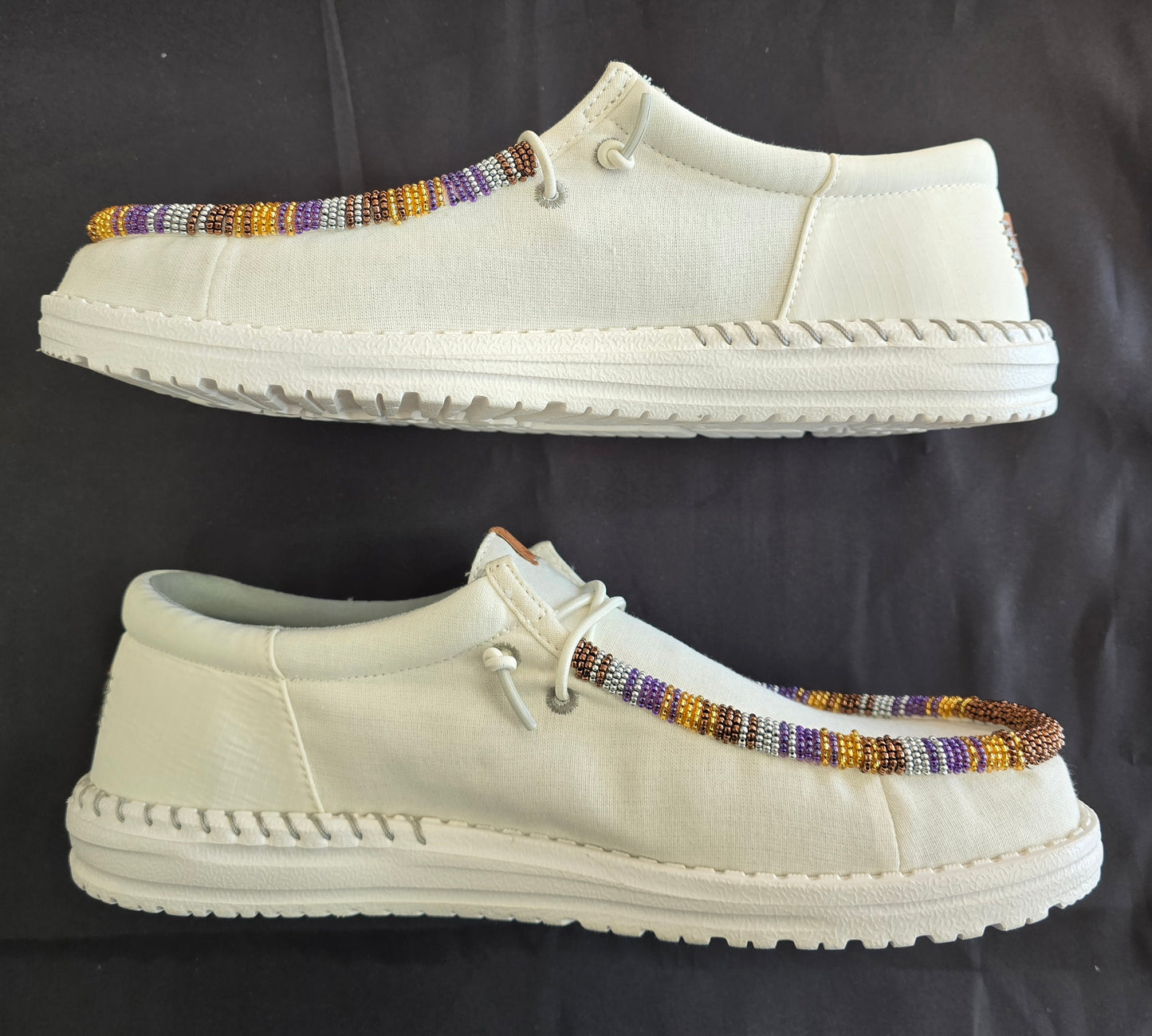 Beaded Hey Dude Shoes - Stone White