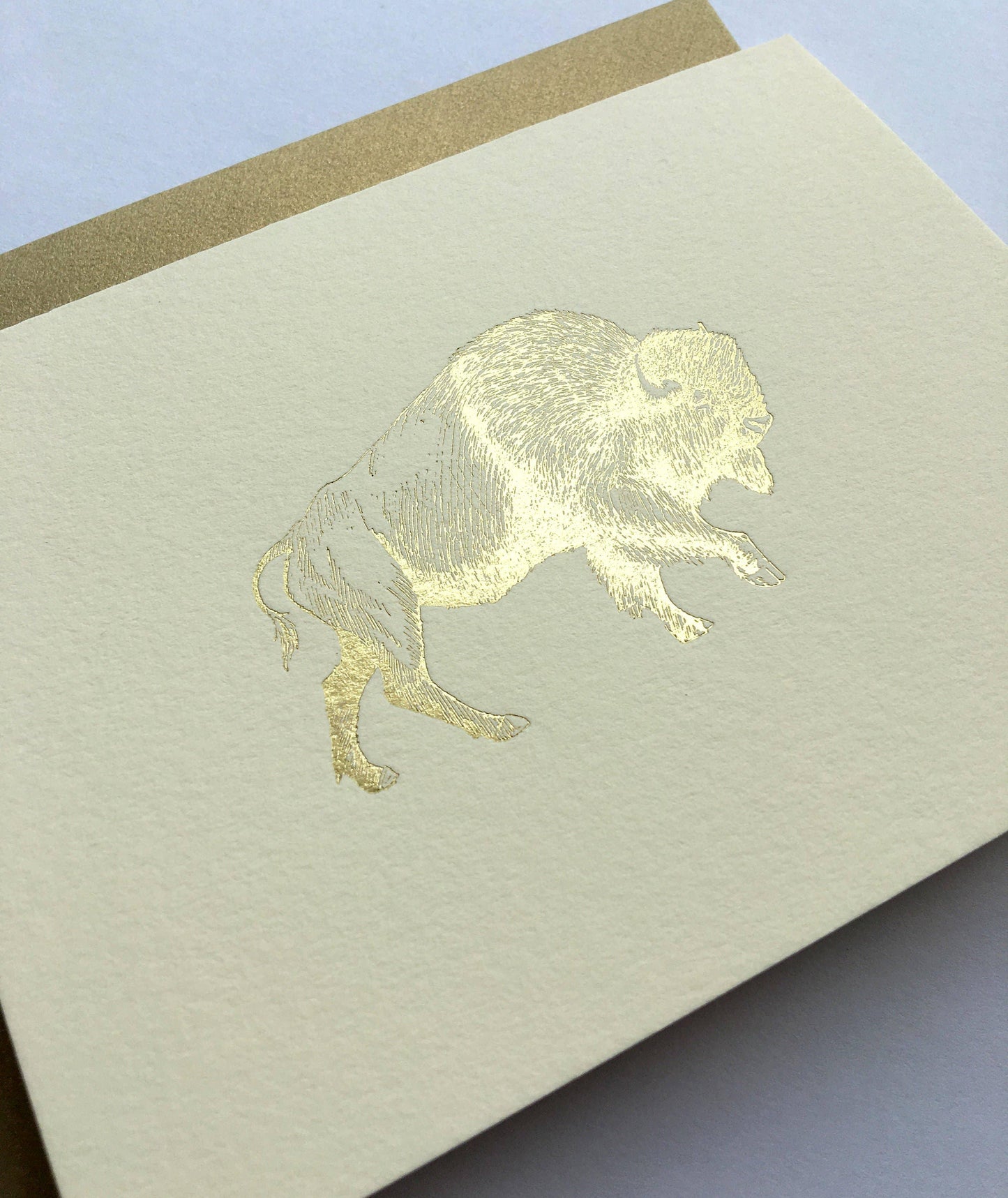 Gold foil bison design on cream cardstock, Native American art supply