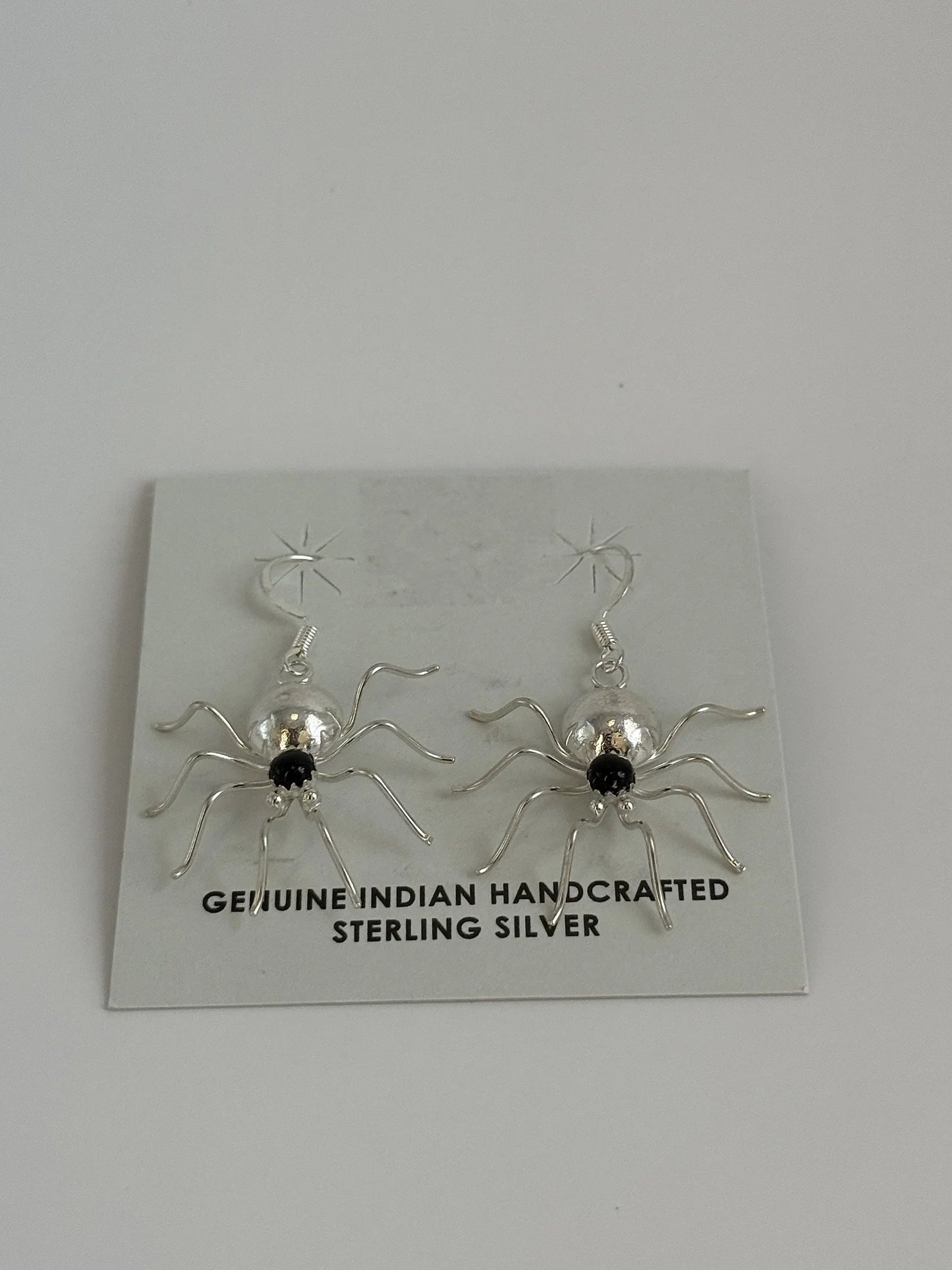 Sterling Silver Spider Earrings with Black Onyx