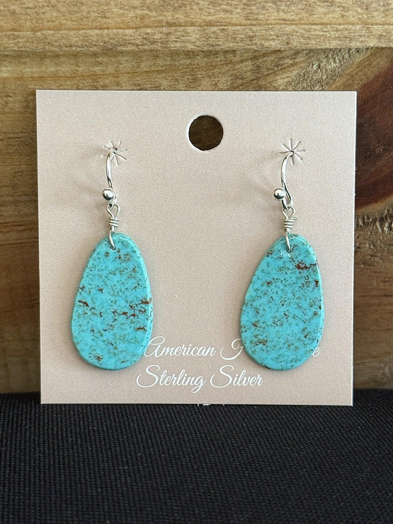 Turquoise & Sterling Silver Slab Dangle Earrings