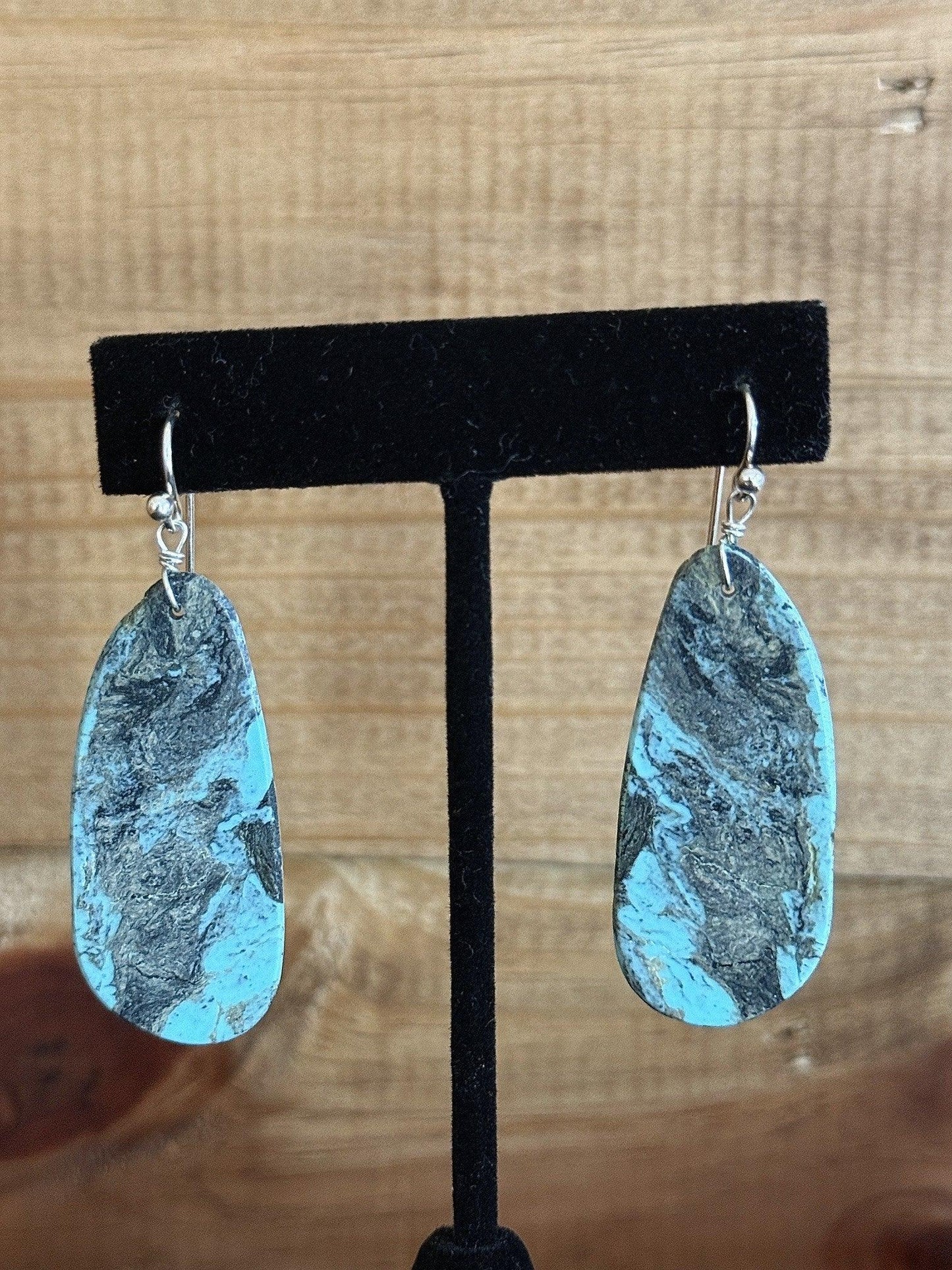 Turquoise & Sterling Silver Slab Dangle Earrings