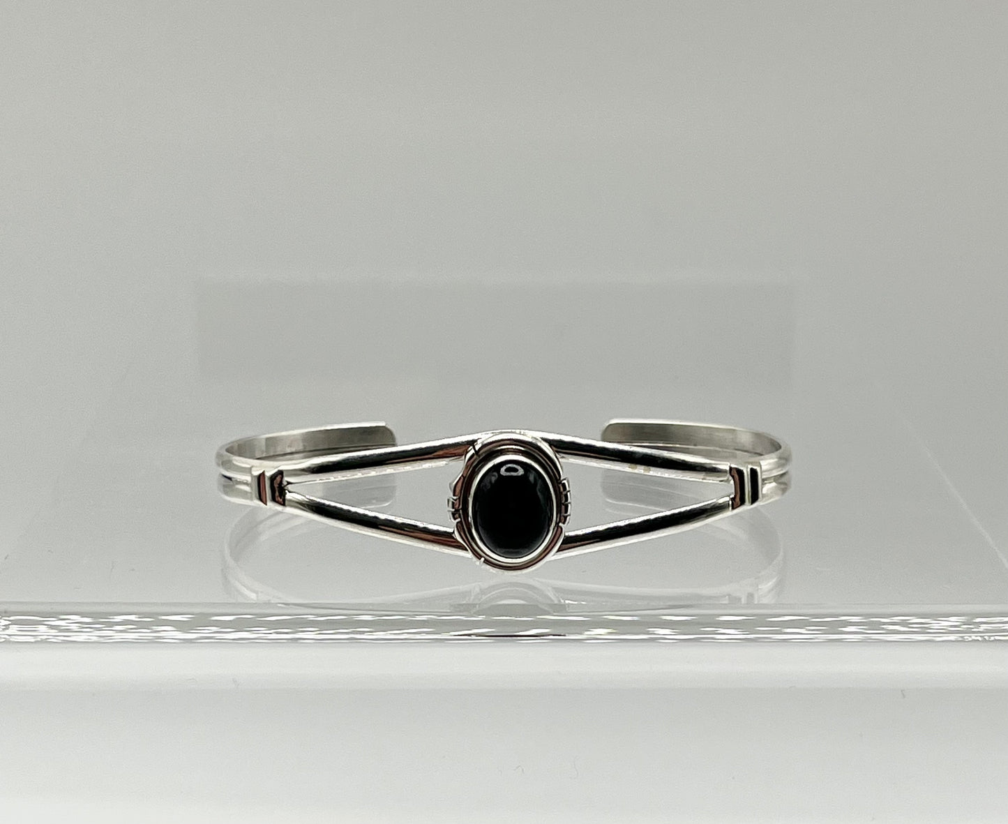 Sterling Silver Cuff Bracelet with Onyx
