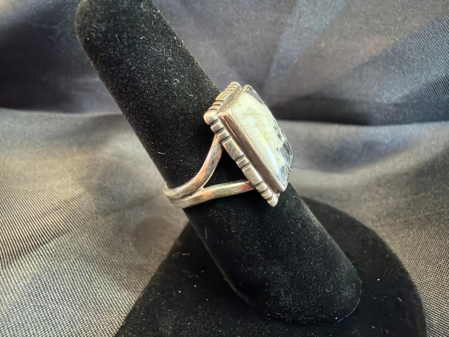 White Buffalo/Sterling Silver Ring (Size 6 3/4)