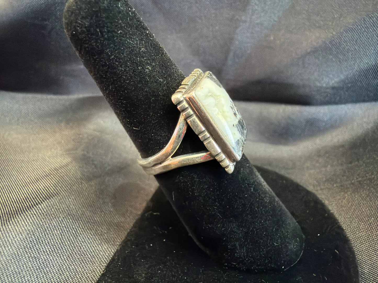 White Buffalo/Sterling Silver Ring (Size 6 3/4)