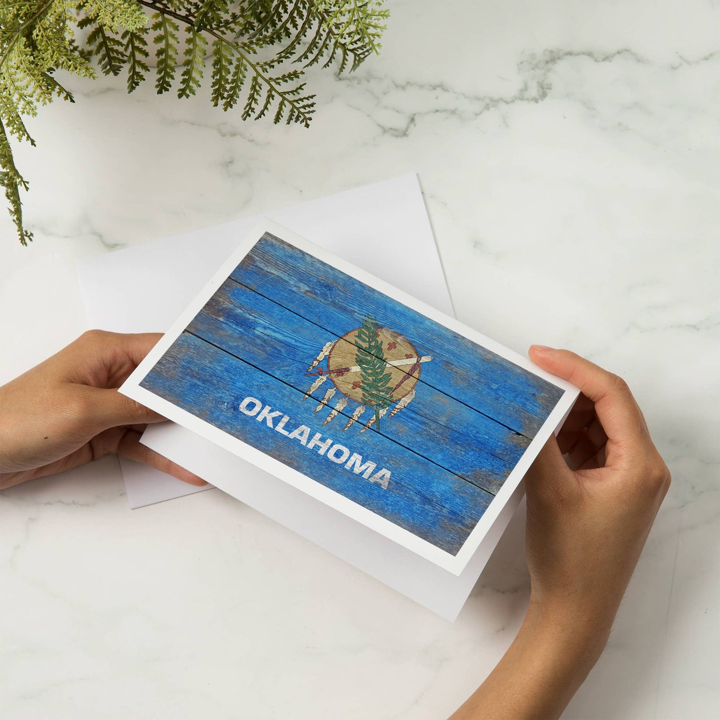 NOTECARD Rustic Oklahoma State Flag