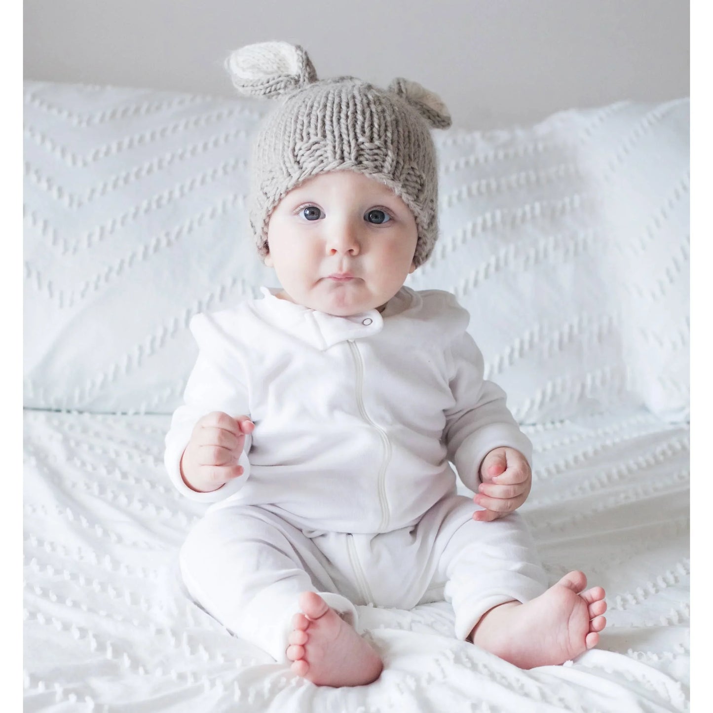 Bunny Ears Pebble Beanie Hat Baby & Kids: X-Small (newborn)