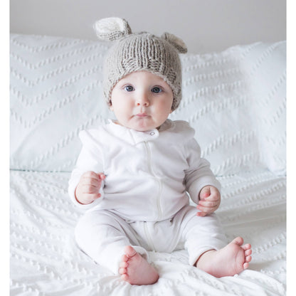 Bunny Ears Pebble Beanie Hat: Small (0-6 months)