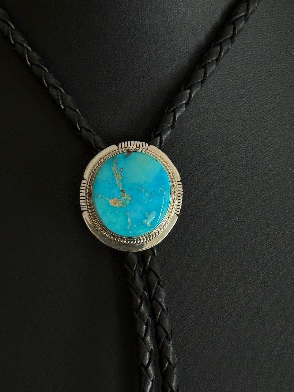 Kingman Turquoise/Sterling Silver Bolo Tie