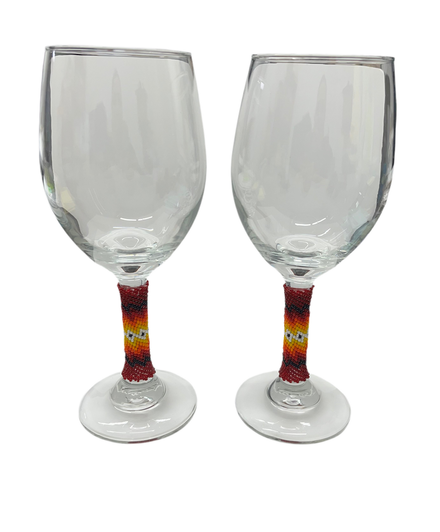 Beaded Wine Glasses (set of 2); Dark Red