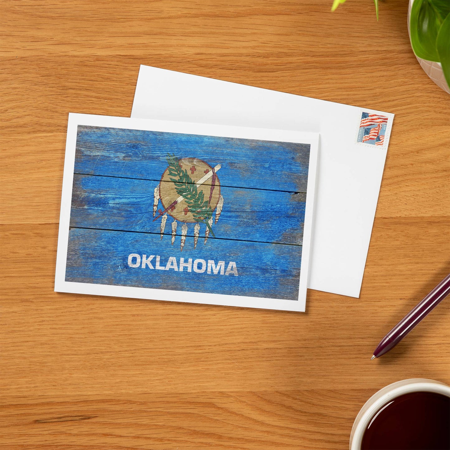NOTECARD Rustic Oklahoma State Flag