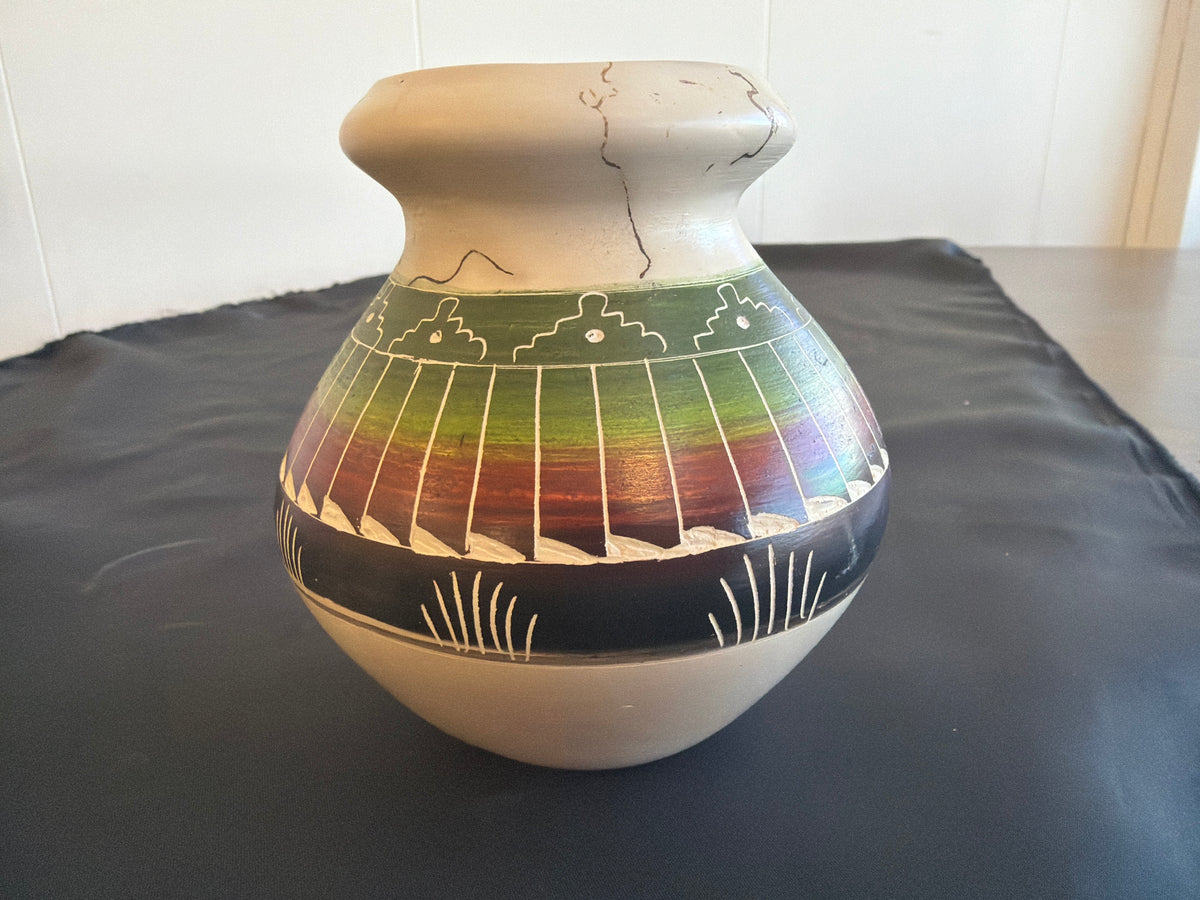 Horsehair Pottery - (Black/Dark Red/Green