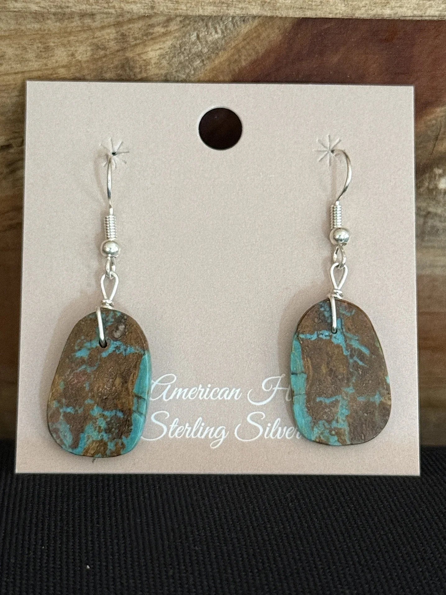 Turquoise & Sterling Silver Slab Dangle Earrings