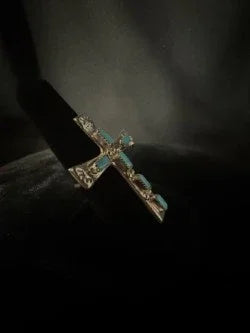Turquoise/Sterling Silver Cross Ring (Size 8)