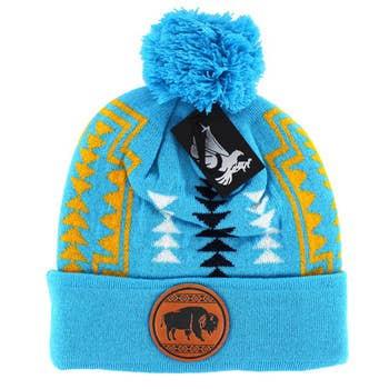 NATIVE BUFFALO , POM BEANIE: Black