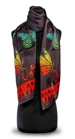 Vibrant butterfly print scarf for Native American art and traditional clothing crafts