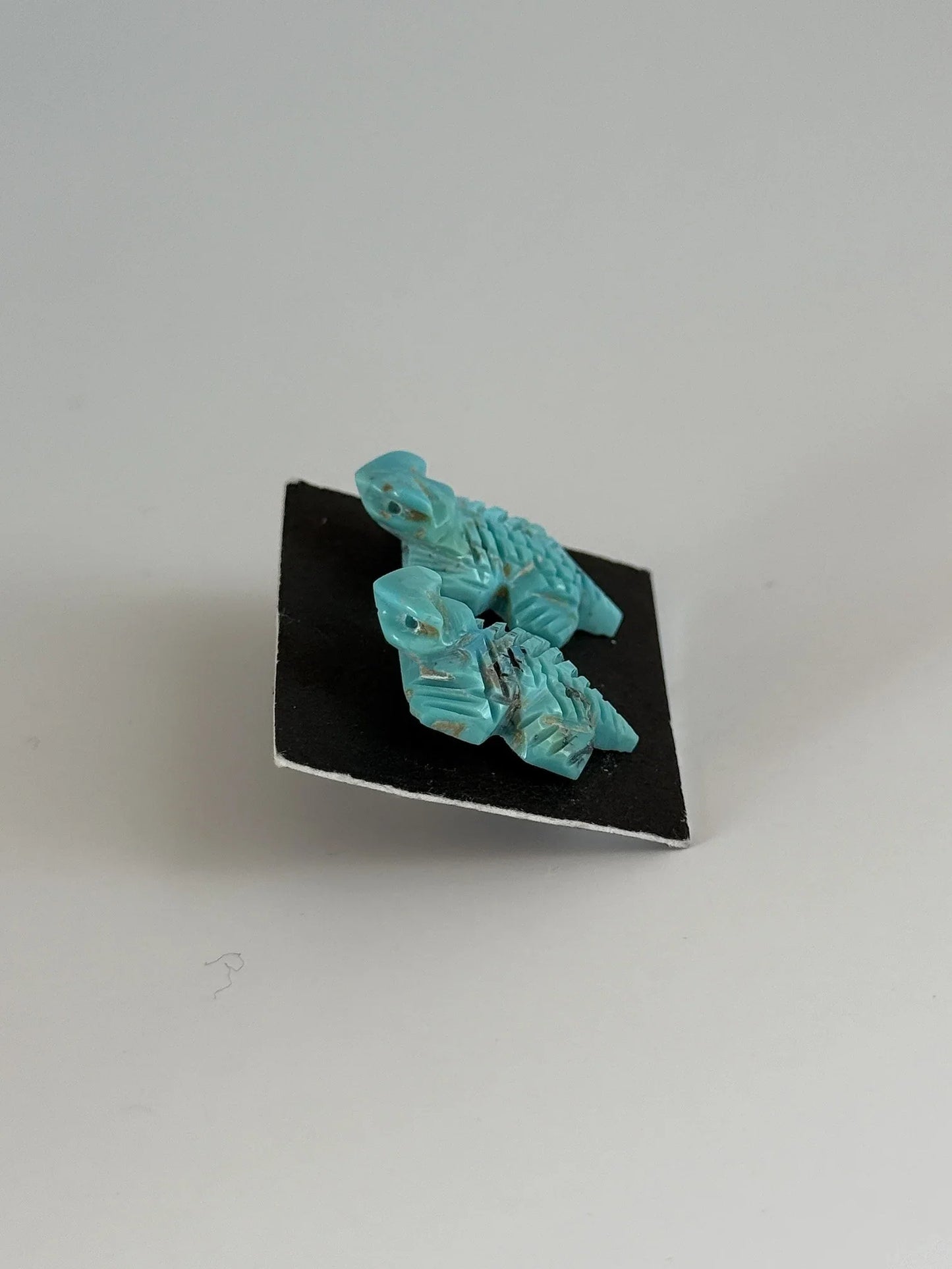 Hand Carved Turquoise Lizard Stud Earrings